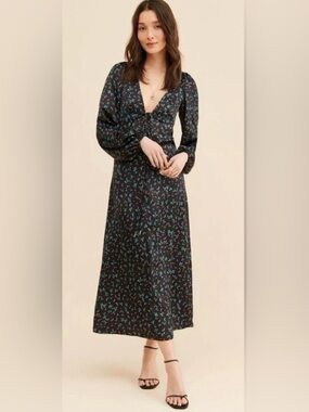 Free People Celestial Boho Midi Dress Tie Front Floral Print 1X